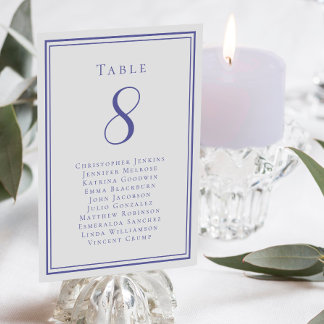 Wedding Seating List Guest Table Number Periwinkle