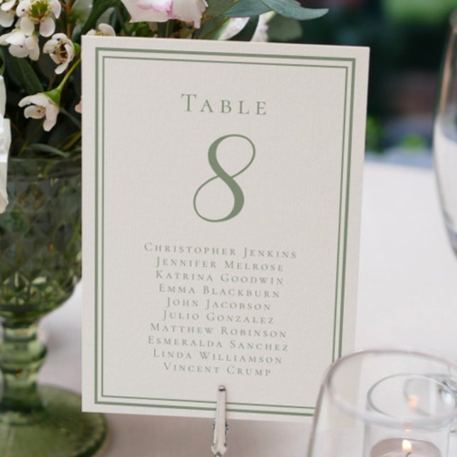 Wedding Seating List Guest Table Number Sage Green (Wedding Seating List Guest Table Number Sage Green)
