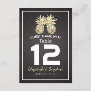 Wedding Seating Place Table Number Gold Pineapples