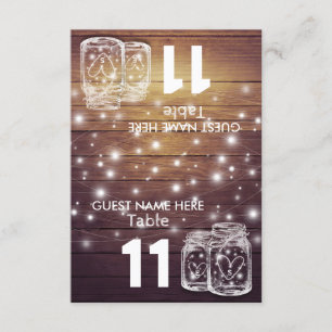 Wedding Seating Place Table Number Mason Jar Light