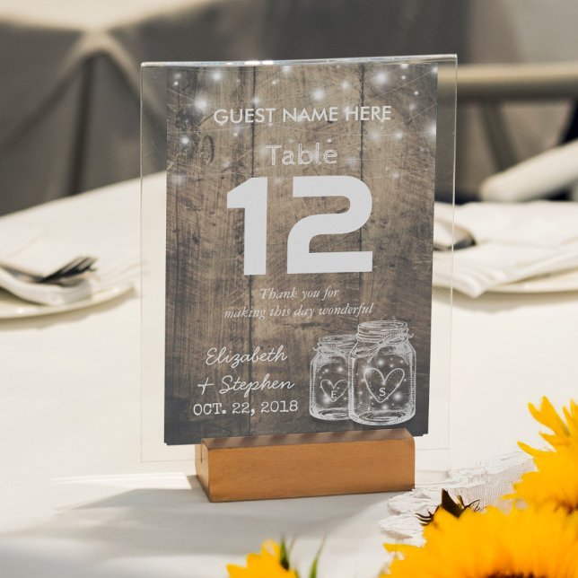 Wedding Seating Place Table Number Mason Jar Light (Creator Uploaded)