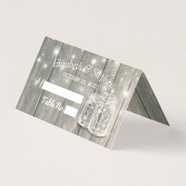 Wedding Seating Place Table Number Wood Mason Jars (Front)