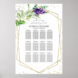 Wedding Seating Plan Elegant Greenery Poster