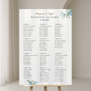 Wedding Seating Sign   Watercolor Blue Lily