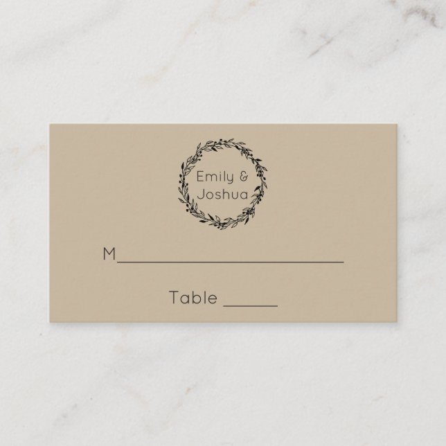 Wedding Seating Simple Template Placecards (Front)