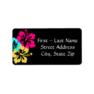 Wedding Set - Hibiscus Colourful Flowers Label