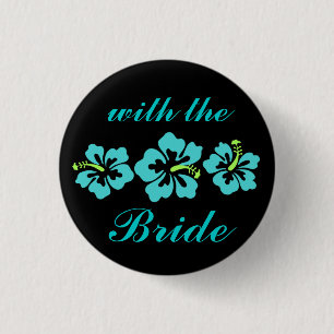 Wedding Set - Tropical - Hibiscus Blue 3 Cm Round Badge