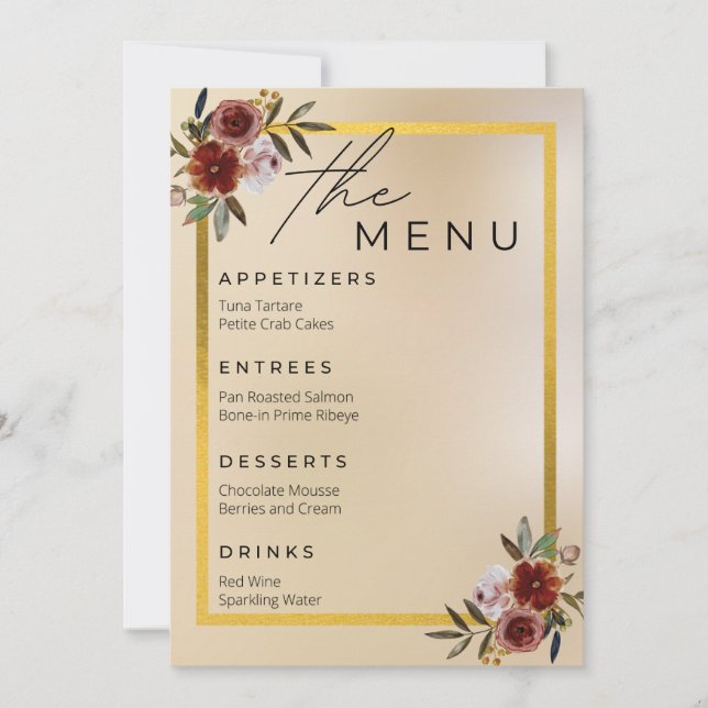 Wedding Sets: The Menu (Front)