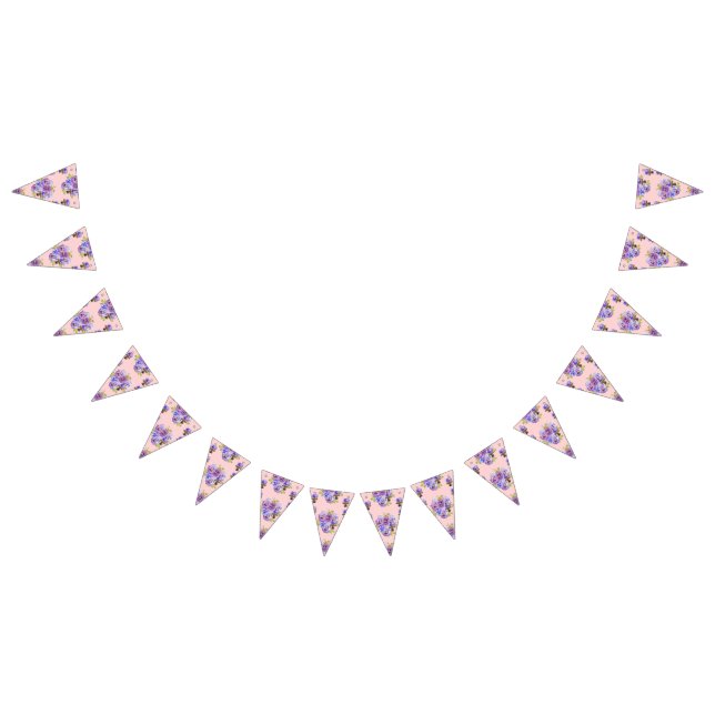 Wedding Shabby Pink Pastel Flowers Floral Party Bunting (All)