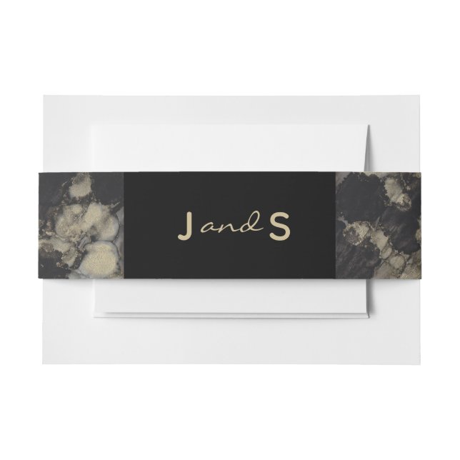 Wedding Shades of Black Gold Invitation Belly Band (Front Example)