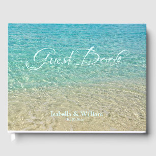 Wedding Shallow Water Personalised Turquoise, Sand Guest Book