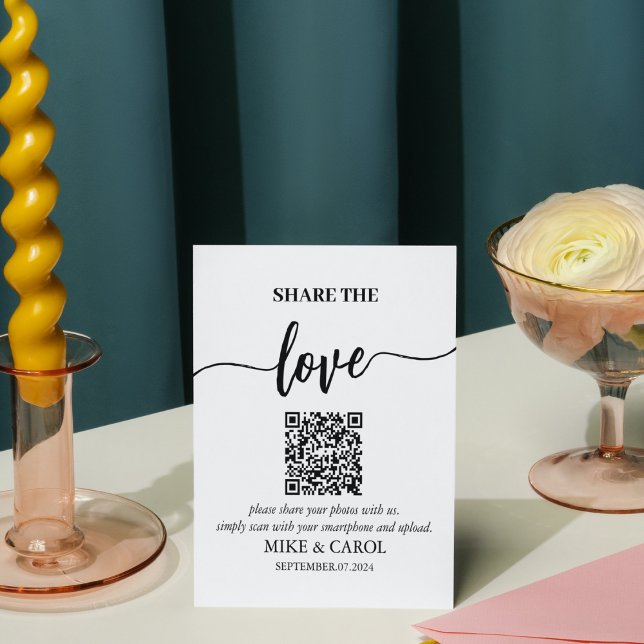 Wedding Share The Love Photo Share QR Code Pedestal Sign (Creator Uploaded)