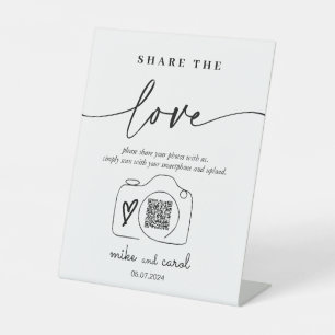 Wedding Share The Love Photo Sharing QR Code Pedestal Sign