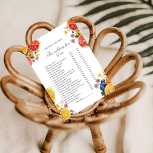 Wedding shoe Citrus Bridal Shower game card