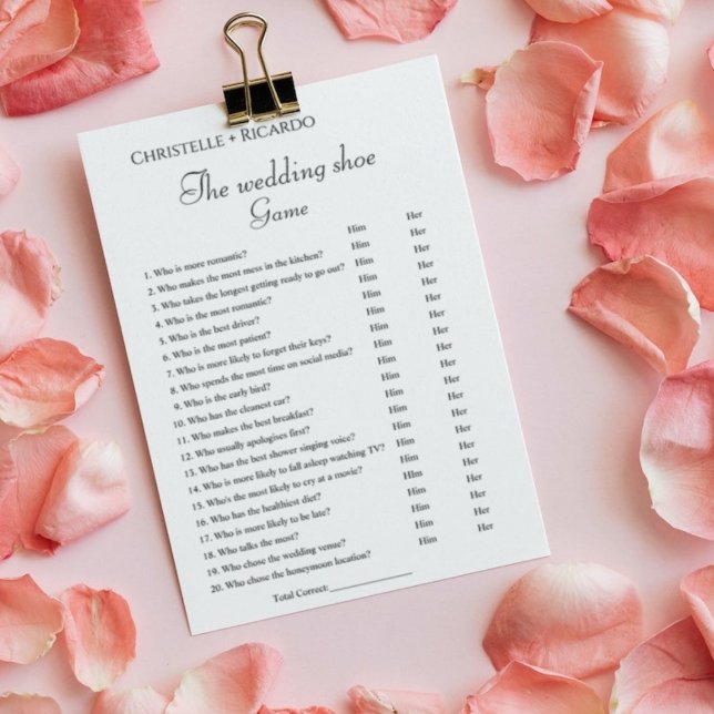 Wedding shoe game bachelorette party game Card (Creator Uploaded)