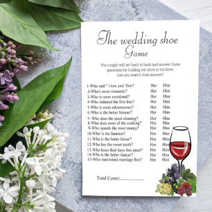 Wedding shoe game, bridal shower shoe game, postcard