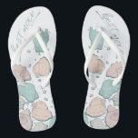 WEDDING SHOES | Modern Seashells Coral teal Thongs<br><div class="desc">Funky coral and teal seashell design. Handwritten calligraphy that says best man - perfect for the best man to wear on the beach for his best bud's wedding ceremony. Design created for TheBarefootBride™ by © WhimsicalArtwork™. This is part of a wedding stationery suite collection with matching wedding accessories also baby...</div>