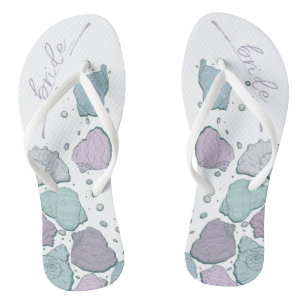 WEDDING SHOES Modern Seashells Dusty Blue Lilac Thongs