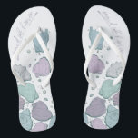 WEDDING SHOES | Modern Seashells Lilac Dusty Blue Thongs<br><div class="desc">Cute dusty blue and plum lilac seashell design. Handwritten calligraphy that says maid of honour - perfect for the maid of honour to wear on the beach for her bestie's wedding ceremony. Design created for TheBarefootBride™ by © WhimsicalArtwork™. This is part of a wedding stationery suite collection with matching wedding...</div>