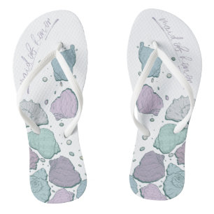 WEDDING SHOES   Modern Seashells Lilac Dusty Blue Thongs