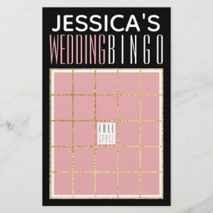 Wedding Shower BINGO Elegant Gold and Black Design Flyer