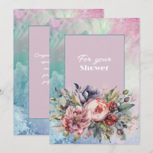 Wedding Shower Bouquet of Pink Purple Flowers Card