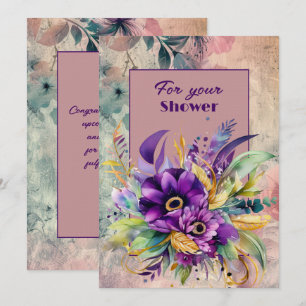 Wedding Shower Bouquet of Purple Flowers Card