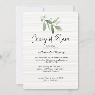 Wedding Shower Change of Plans Card