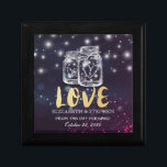 Wedding Shower Chic Mason Jar Purple String Lights Gift Box<br><div class="desc">Modern Wedding Gift Box Templates - Faux Gold Foil Script,  Mason Jar and String Lights on Purple Sparkle Bokeh Lights Background.
A Perfect Design for your Big Day. All text style,  colours,  sizes can be modified to fit your needs!</div>