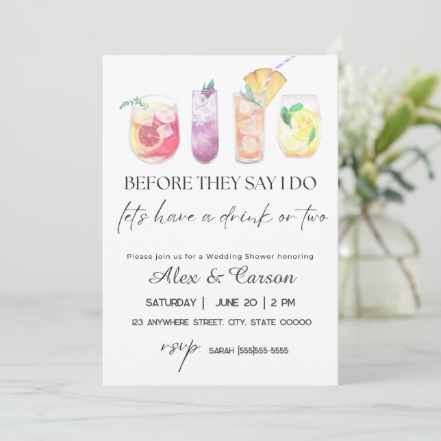 Wedding shower drinks invitation (Standing Front)