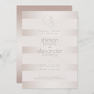 Wedding Shower   Elegant Modern Blush Pearl Stripe Invitation