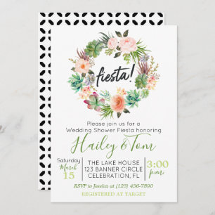 Wedding Shower Fiesta Succulent Wreath Invitation