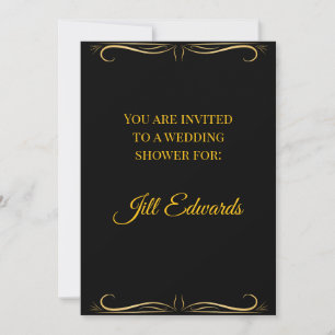 Wedding Shower Invitation Elegant Black and Gold