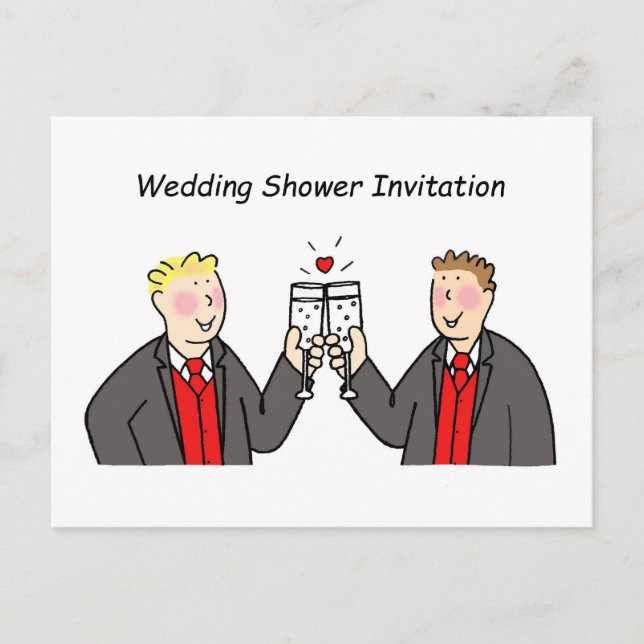 Wedding Shower Invitation for Two Grooms. Postcard (Front)