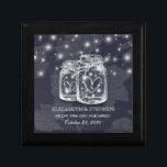 Wedding Shower Mason Jars String Lights Navy Blue Gift Box<br><div class="desc">Modern Wedding Gift Box Templates - Elegant Mason Jar and String Lights on Navy Blue Floral Linen Background.
A Perfect Design for your Big Day. All text style,  colours,  sizes can be modified to fit your needs!</div>