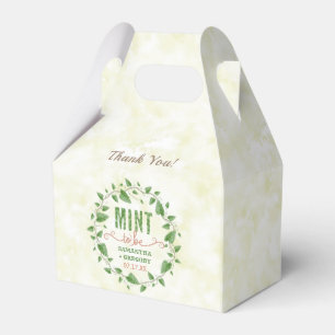 Wedding Shower Mint to Be Watercolor Leaf Wreath Favour Box