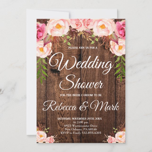 Wedding Shower Party, Floral Wedding Shower Invitation (Front)