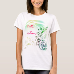 Wedding Shower Party Flowers Art Custom Name T-Shirt
