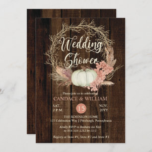 Wedding Shower - Rustic Pumpkin Pampas Wreath  Invitation