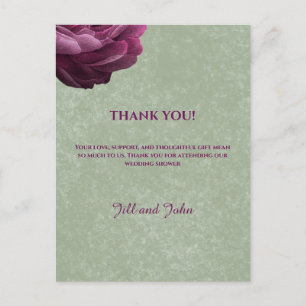 Wedding Shower Sage Green Thank You Card, Postcard