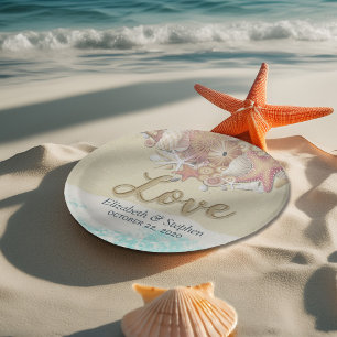 Wedding Shower Summer Sea Beach Starfish Sea shell Paper Plate