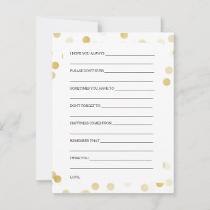 Wedding Shower Wishes Gold Foil Glitter Lights Advice Card