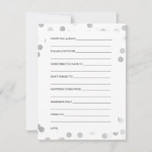 Wedding Shower Wishes Silver Foil Glitter Lights Advice Card