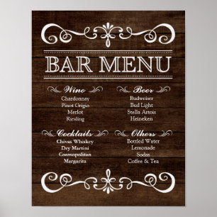 Wedding Sign – Bar Menu Rustic Wedding Sign