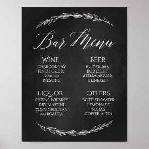Wedding Sign – Bar Menu Wedding Chalkboard Sign