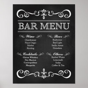 Wedding Sign – Bar Menu Wedding Chalkboard Sign