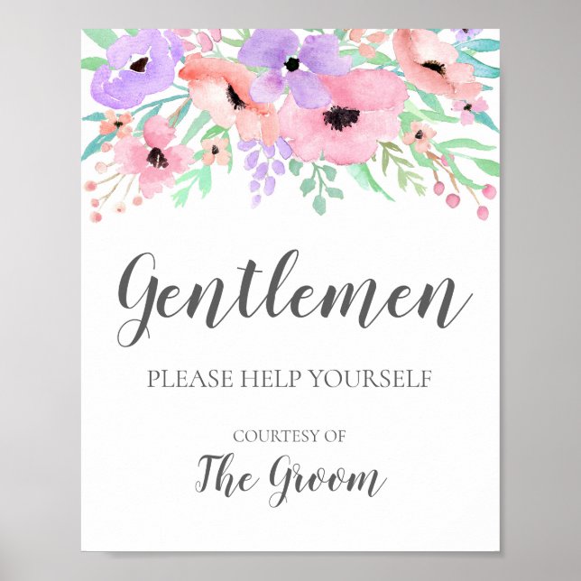 Wedding Sign – Bathroom Basket Floral Sign (Front)