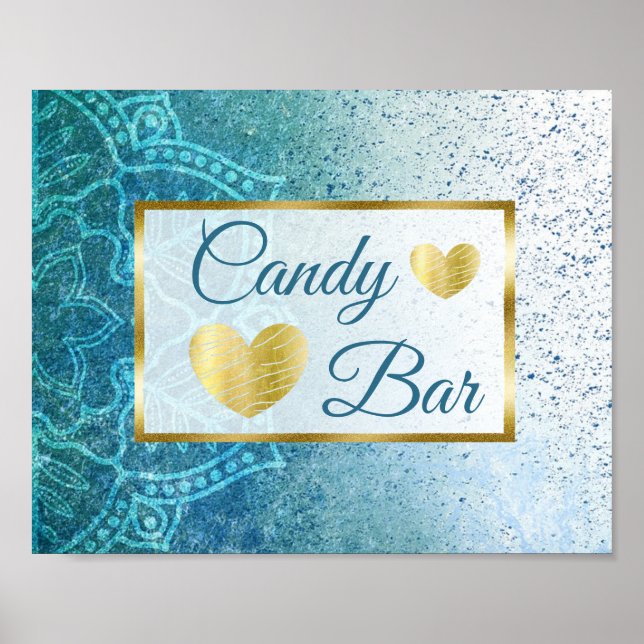 Wedding Sign Candy Bar Blue Mandala (Front)