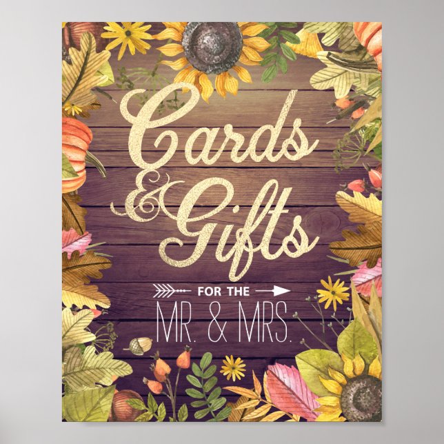 Wedding Sign Cards & Gifts Maple Leaves Pumpkins (Front)