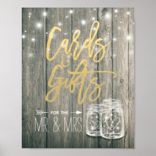 Wedding Sign Cards & Gifts Rustic Wood Mason Jars